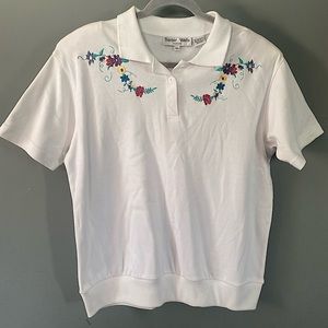 vintage baxter & wells petite white polo